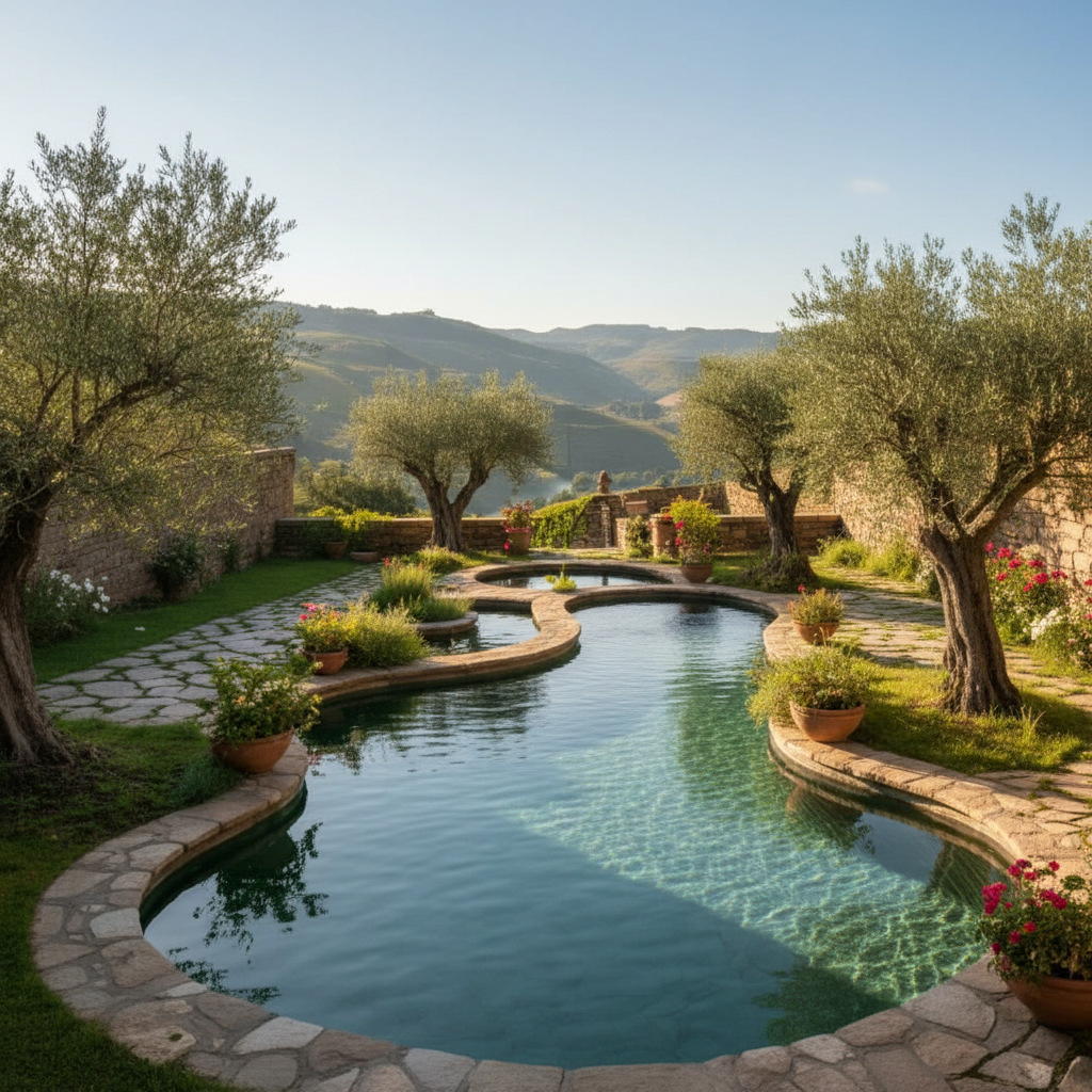 Natural stone pool at the Green Village