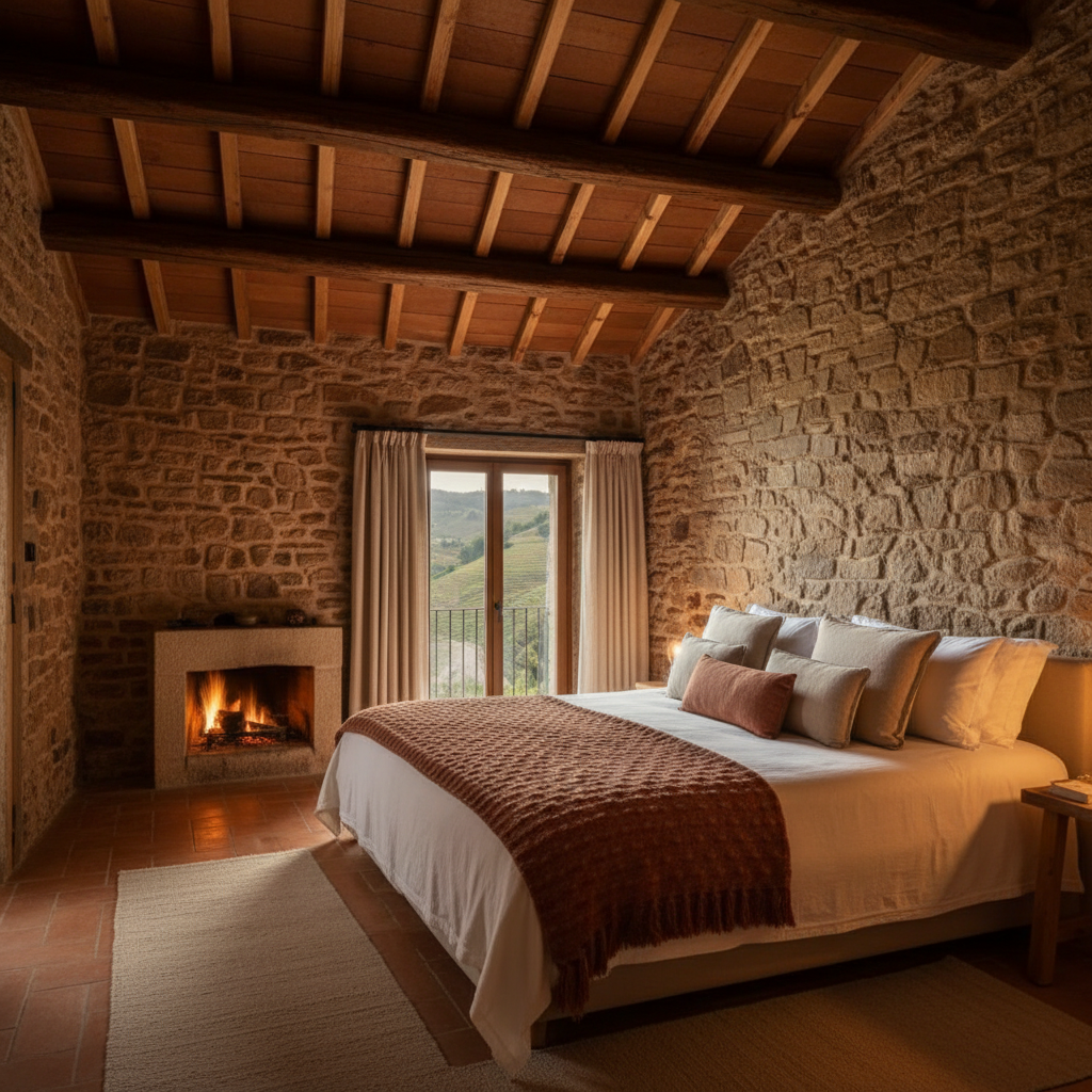Heritage bedroom with vineyard view
