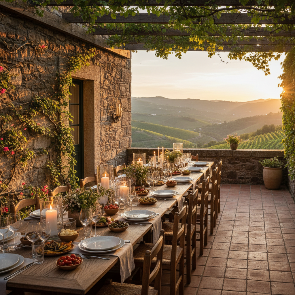 Farm-to-table outdoor dining terrace
