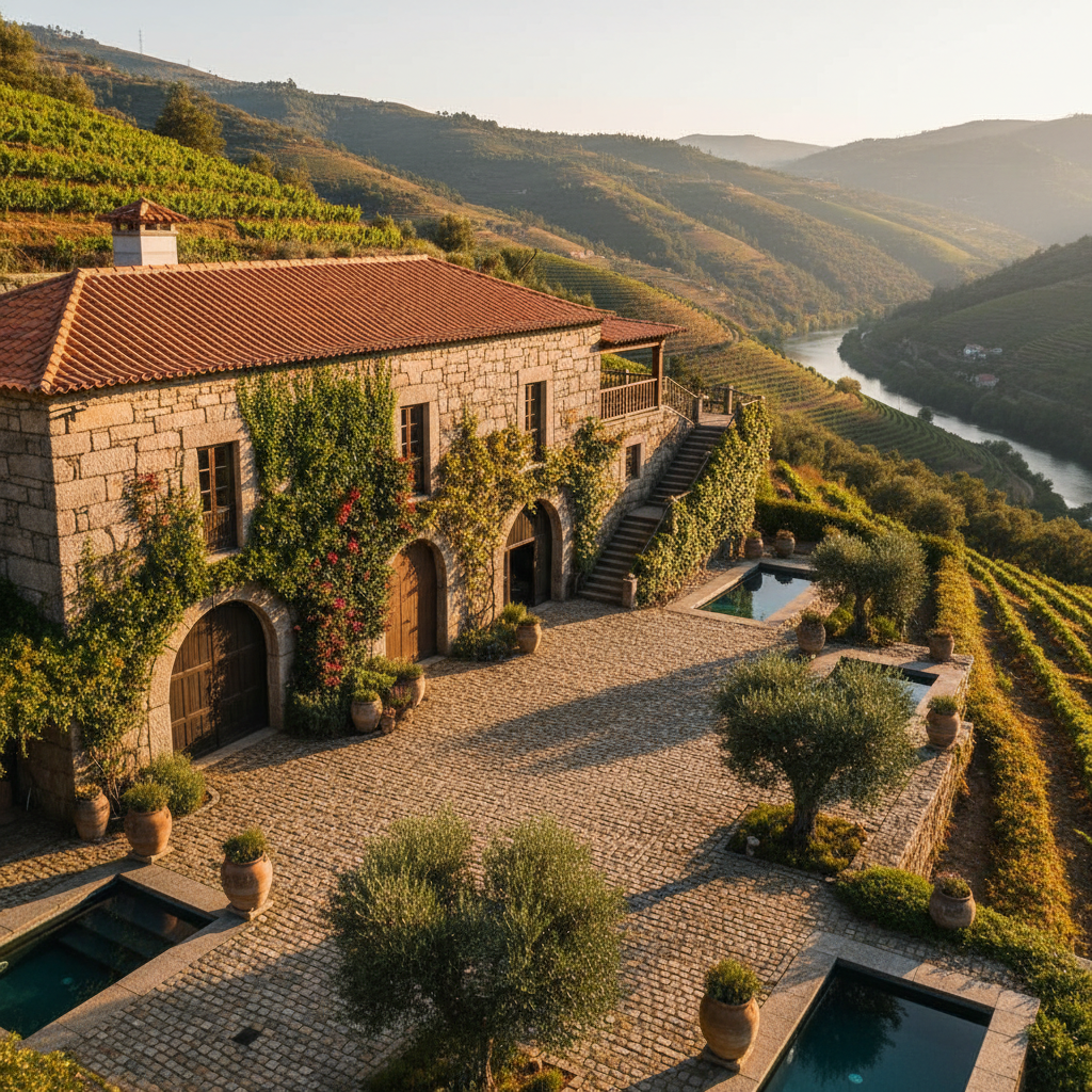 Portuguese heritage estate stone architecture on the Douro
